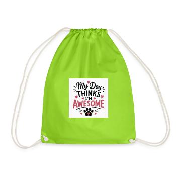 My Dog Is Awesome – Lustiges Hunde T-Shirt | Gesch - Turnbeutel - Neongrün - Vorne