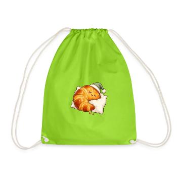Schlafendes Croissant - Turnbeutel - Neongrün - Vorne