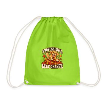Professional Leaf Chaser – Herbst-Hundemotiv - Turnbeutel - Neongrün - Vorne