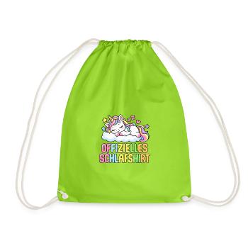 Schlafshirt Einhorn - Turnbeutel - Neongrün - Vorne
