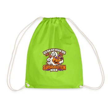 Halloween-Geist auf Süßigkeitenjagd - Turnbeutel - Neongrün - Vorne