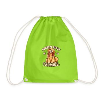 Pfoten statt Termine - Golden Retriever - Turnbeutel - Neongrün - Vorne