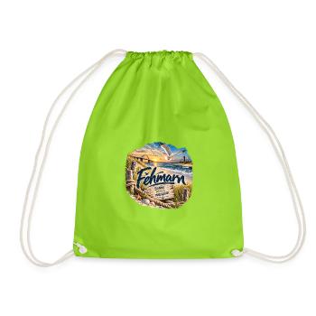Föhr Inselglück Strandmotiv - Turnbeutel - Neongrün - Vorne