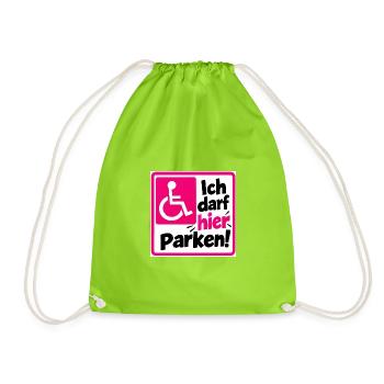 Ich darf hier Parken Sign - Turnbeutel - Neongrün - Vorne