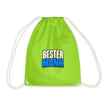 Bester Mann – Lustiger Männer Spruch - Turnbeutel - Neongrün - Vorne