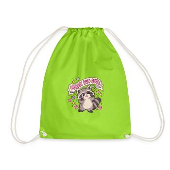 Messy But Cute Kawaii-Waschbär - Turnbeutel - Neongrün - Vorne