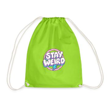 Stay Weird Pastell-Schriftzug mit Blitz - Turnbeutel - Neongrün - Vorne