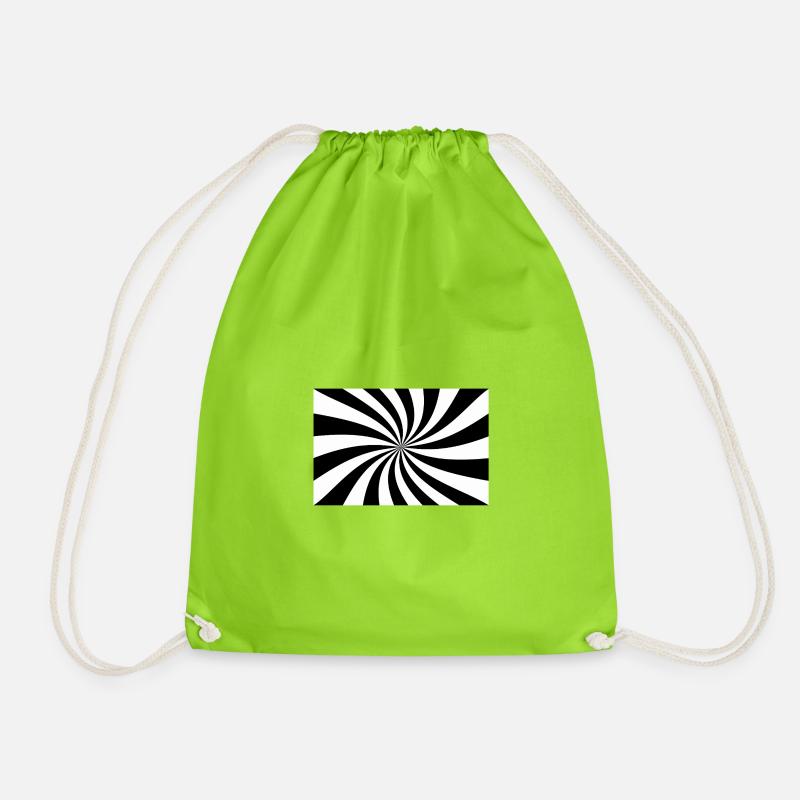 Hypnotic Black and White Spiral - Drawstring Bag - neon green