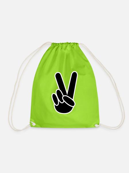 Victory Fingerzeichen - Turnbeutel - Neongrün