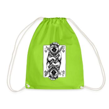 Eurasier | Valet de Cœur | Cartes - Sac de sport léger - vert néon - Devant