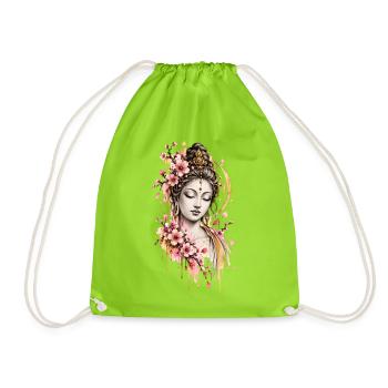 Vintage Buddha Illustration - Turnbeutel - Neongrün - Vorne