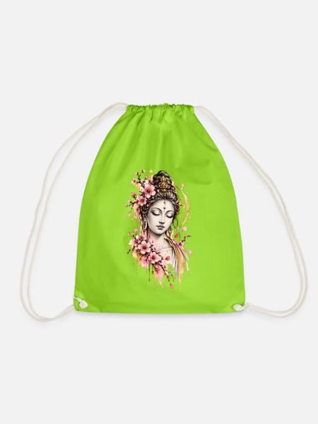 Vintage Buddha Illustration - Turnbeutel - Neongrün