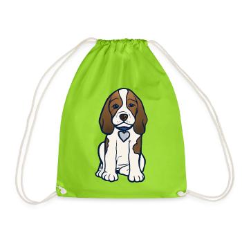 Illustration des Beagle-Herz-Welpen - Turnbeutel - Neongrün - Vorne