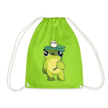 Frosch mit Blatt - Turnbeutel - Neongrün - Vorne
