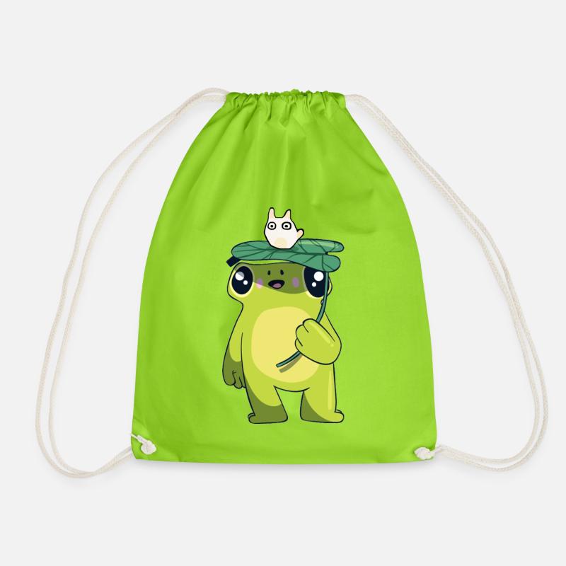 Frosch mit Blatt - Turnbeutel - Neongrün