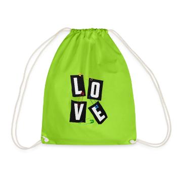 Love Tags: Bold Typography - Drawstring Bag - neon green - Front