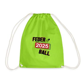 Federball Spielerin Team Turnier Badminton 2025 - Turnbeutel - Neongrün - Vorne