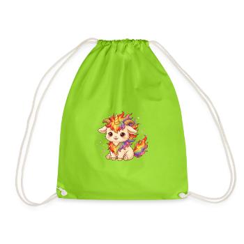 Unicorn Fire Goat Shirt Einhorn Feuer Ziege  - Turnbeutel - Neongrün - Vorne