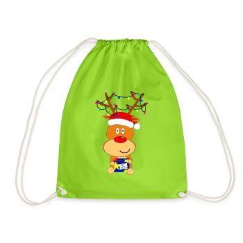 petit renne de Noël - Sac de sport léger - vert néon - Devant