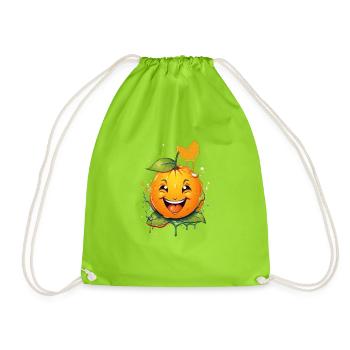 "Juicy Joy" radiant orange motif - Drawstring Bag - neon green - Front