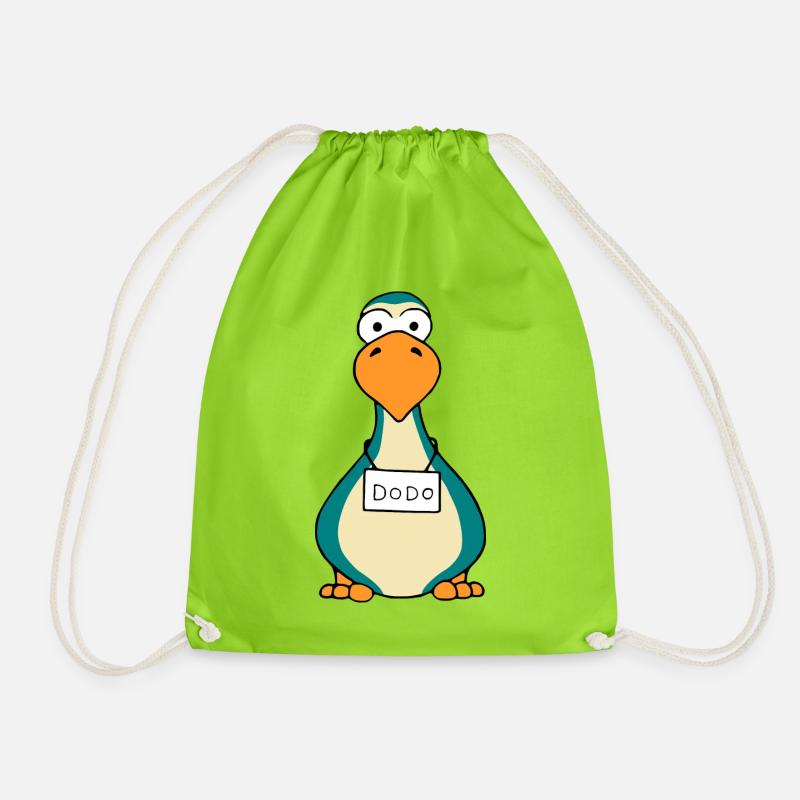 Dodo Frontal Vogel mit Schild Geschenk - Turnbeutel - Neongrün