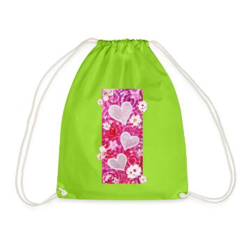 Almond Blossom Hearts - Sonja Ariel von Staden - Drawstring Bag - neon green - Front