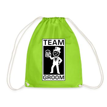 Team Groom Bräutigam - Drawstring Bag - neon green - Front