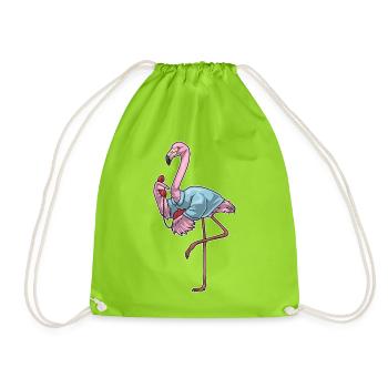 Flamingo Sekretärin Telefon Büro - Turnbeutel - Neongrün - Vorne