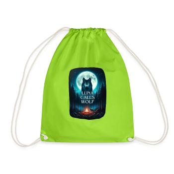 Luna Calls the Wolf - Drawstring Bag - neon green - Front