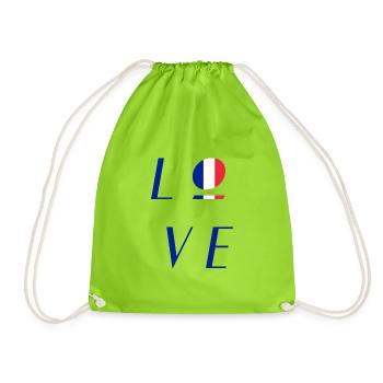 France Frankreich Trikolore Logo - Turnbeutel - Neongrün - Vorne