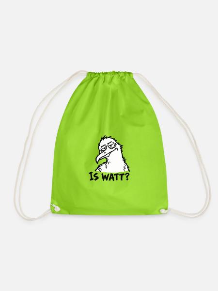 IS WATT? – Misstrauische Möwe - Turnbeutel - Neongrün