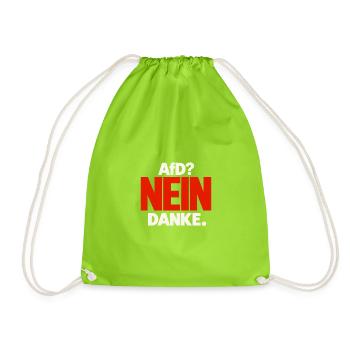 AfD? Nein danke – Statement in Rot und Weiß - Turnbeutel - Neongrün - Vorne