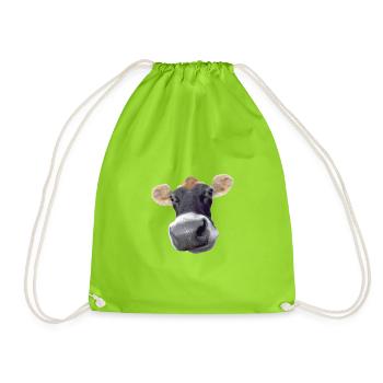 Moo Cow dairy cow - Drawstring Bag - neon green - Front