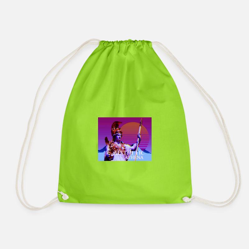 Abstract stylized goddess Athena - Drawstring Bag - neon green