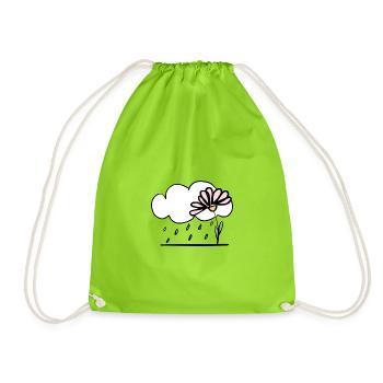 Flower in the rain - Drawstring Bag - neon green - Front