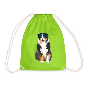 Australian Shepherd - Drawstring Bag - neon green - Front