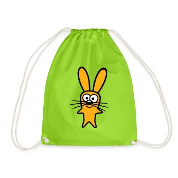 Lapin Lapin Dessin animé Petit Animal Mignon - Sac de sport léger - vert néon - Devant
