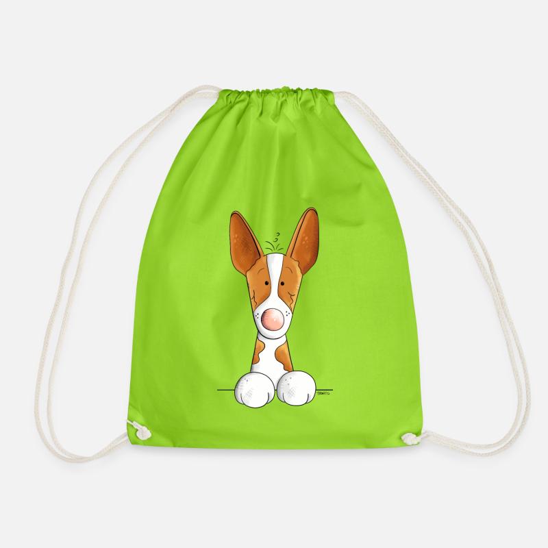 Neugieriger Podenco - Turnbeutel - Neongrün