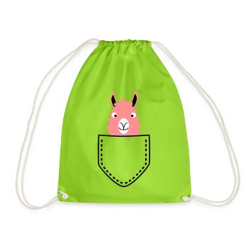 Llama in the bag - Drawstring Bag - neon green - Front