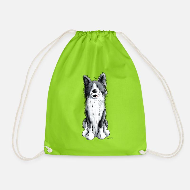 Fröhlicher Border Collie - Turnbeutel - Neongrün