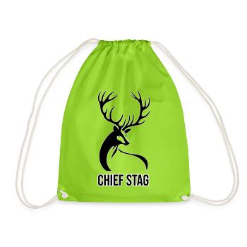 Chief Stag – Kraftvolles Hirsch Motiv für Männer - Drawstring Bag - neon green - Front