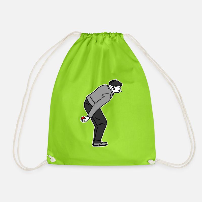 Petanque Player Right-Handed - Drawstring Bag - neon green
