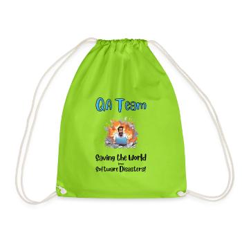 QA Team - Saving the World from Software Disasters - Drawstring Bag - neon green - Front