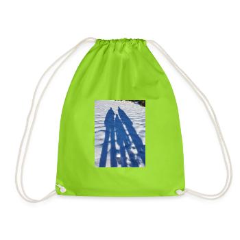 Winterschatten im Duo auf Schnee - Turnbeutel - Neongrün - Vorne