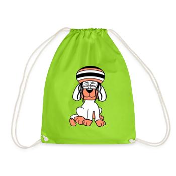 Dog Reggae Dreadlocks Hat Chill Relaxed Cool - Drawstring Bag - neon green - Front