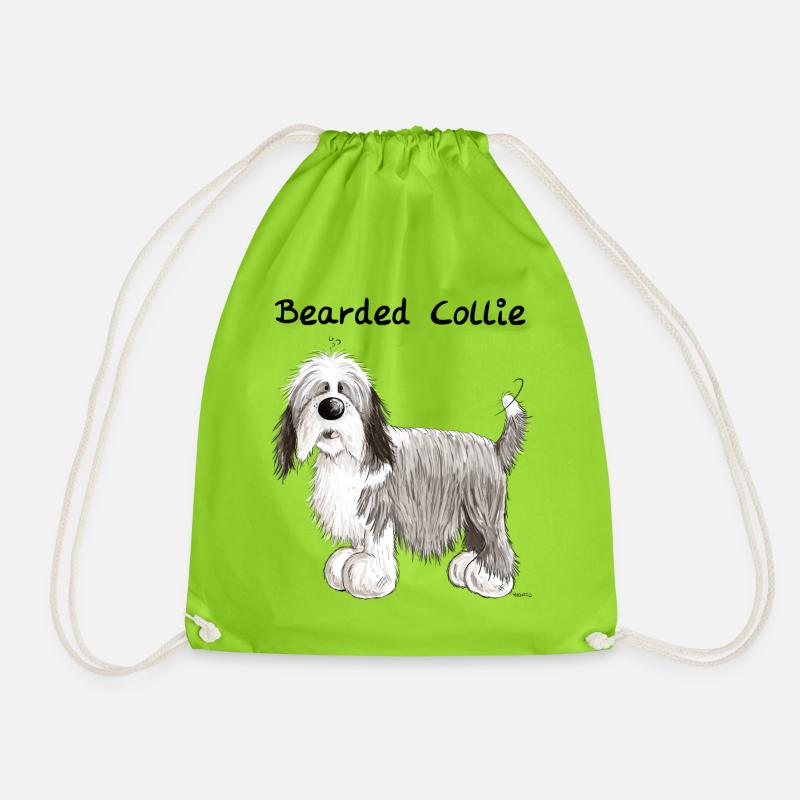 Lustiger Bearded Collie - Turnbeutel - Neongrün