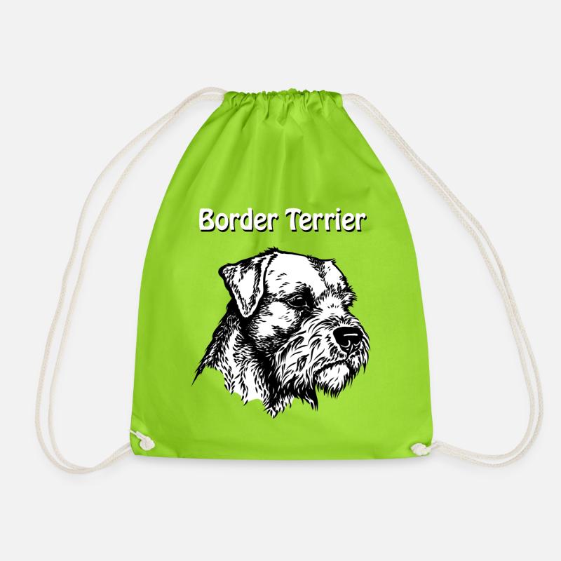 Border Terrier Portrait #2 - Turnbeutel - Neongrün