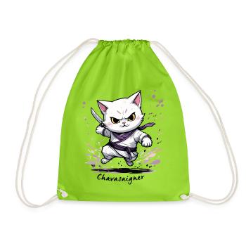 Chat maître de combat, ça va saigner ! humour - Sac de sport léger - vert néon - Devant