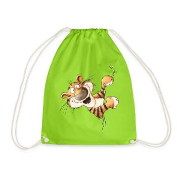 Look Look Tiger Wild Animal Big Cat - Drawstring Bag - neon green - Front