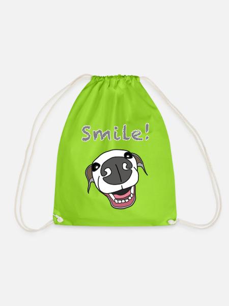 Pooch Smile Illustration, italienischer Windhund - Turnbeutel - Neongrün